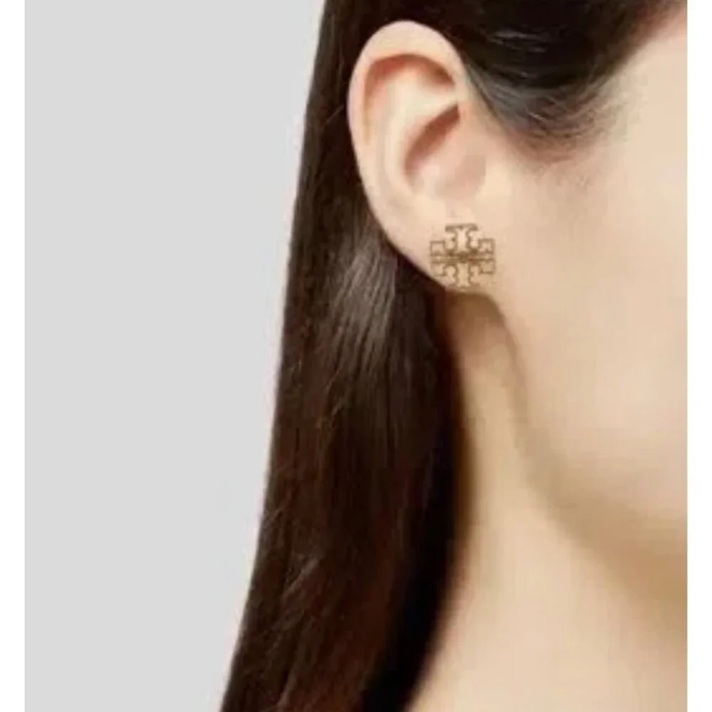 Tory Burch Rose Gold Britten Stud Earrings - Picture 3 of 3